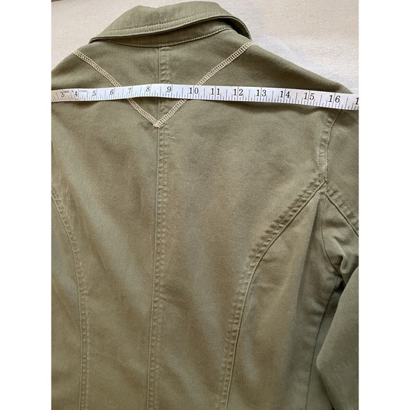 Travel Smith Womens Canvas Coat Size Medium Green Cotton Cargo Utility Jacket - Picture 16 of 16
